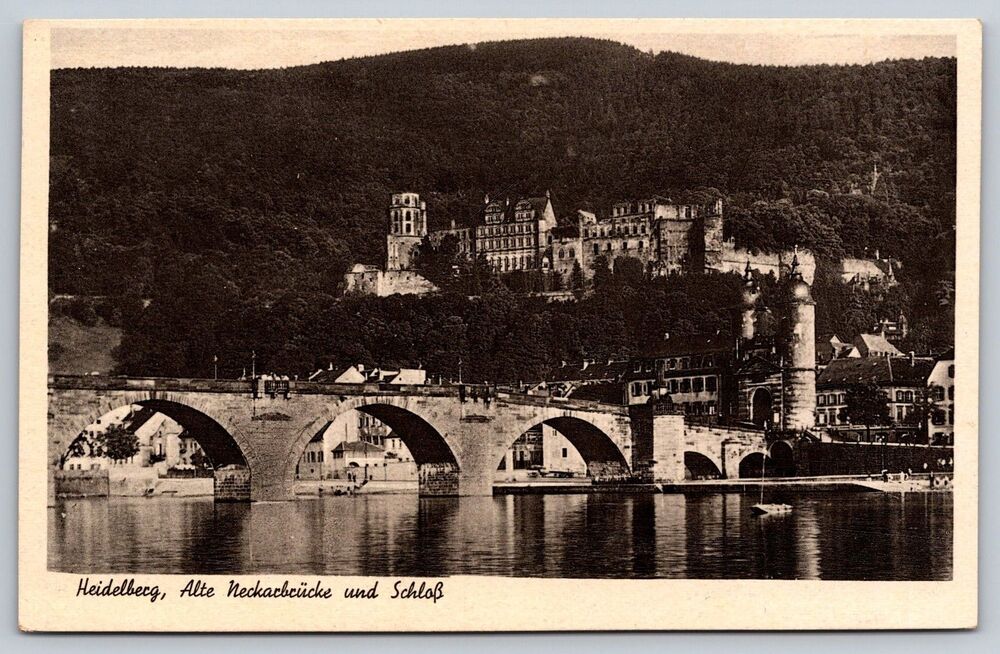 Vintage Heidelberg Postcard Castle & Old Bridge Germany RPPC J Velton Unused